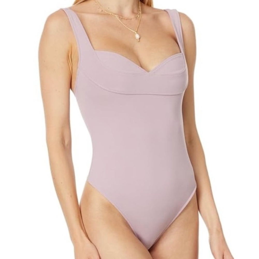 Free People Intimately Bodysuit Lavender Mauve Sweetheart Neck Thong S.P. Medium